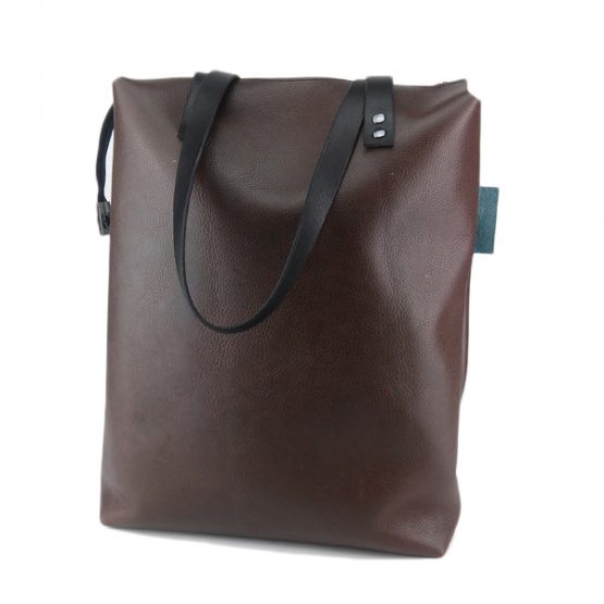 TVL011 choco lederen shopper